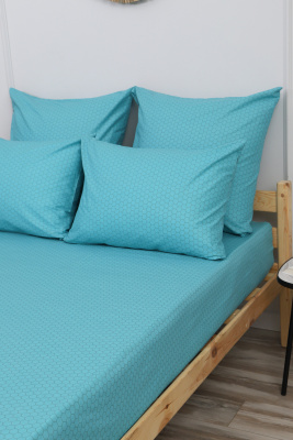 Наволочка поплин Соты-компаньон бирюзовый