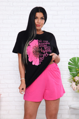 Костюм с шортам КЖ008 розовый,черный